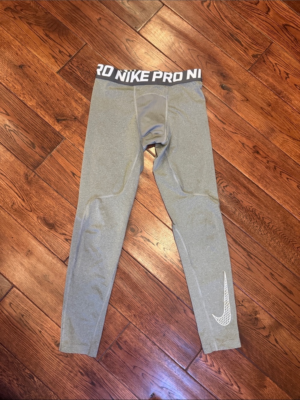 Nike Gray Kids Performance Dri-Fit Leggings Youth Medium